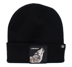 NNEDSZ Goorin Lone Wolf Man Beanie Hat Warm Winter Ski Animal Series - Black