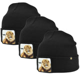 NNEDSZ 3x Goorin King Beanie Hat Hear Me Roar Warm Winter Ski Animal Series - Black