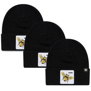 NNEDSZ 3x Goorin Buzzed Beanie Hat Warm Winter Ski Animal Series - Black