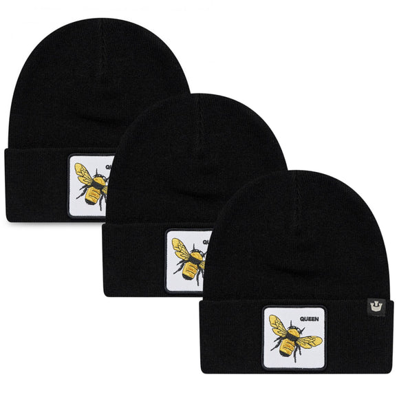 NNEDSZ 3x Goorin Buzzed Beanie Hat Warm Winter Ski Animal Series - Black