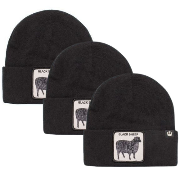 NNEDSZ 3x Goorin Sheep for Brains Beanie Hat Warm Winter Ski Animal Series - Black