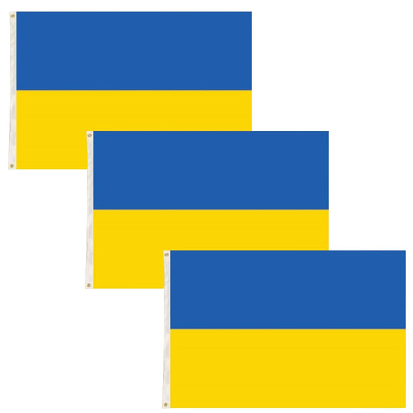 NNEDSZ 3x Ukraine Country Flag Ukrainian Heavy Duty with Metal Eyelets - 150cm x 90cm