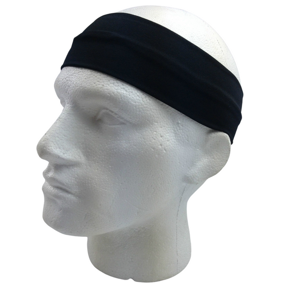 NNEDSZ PLAIN HEADBAND Elastic Stretch Sports Yoga Hair Band Unisex 8cm Wide Wrap - Black