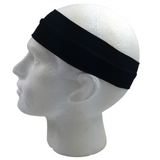 NNEDSZ PLAIN HEADBAND Elastic Stretch Sports Yoga Hair Band Unisex 8cm Wide Wrap - Black