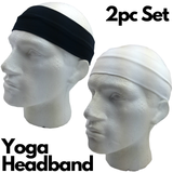 NNEDSZ 2pc Set Plain Headband Elastic Stretch Sports Yoga Hair Band Unisex Wide Wrap