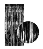 NNEDSZ Tinsel Curtain Foil Metallic Fringe Backdrop Party Door Decorations (200cm x 100cm) - Black