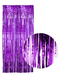 NNEDSZ Tinsel Curtain Foil Metallic Fringe Backdrop Party Door Decorations (200cm x 100cm) - Purple