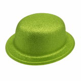 24x GLITTER BOWLER HAT Fancy Party Plastic Costume Cap Fun Dress Up Sparkle BULK - Lime Green