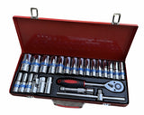 NNEDSZ 24 Piece Ratchet Socket Wrench Set Screwdriver Bits Extension Hex Chrome Vanadium