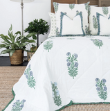 NNEDSZ Kolka Iris Quilted Euro Sham Set Super Quality Cotton Quilted Front - Green