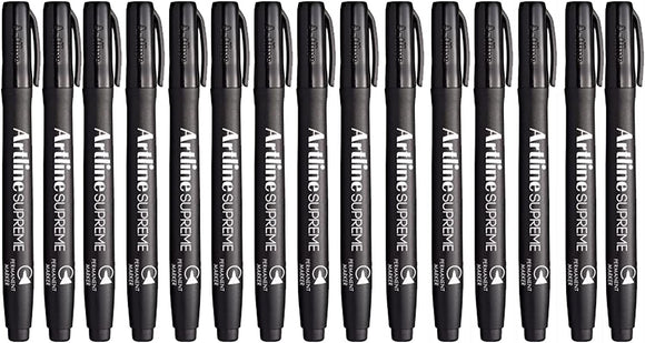 NNEDSZ 12x Artline Supreme Permanent Markers 0.4mm - Black Bulk Pack