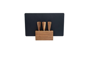 NNEDSZ 4pc Euroline Slate Wood 30cm Cheese Board w/ Plane Knife / Fork - Brown