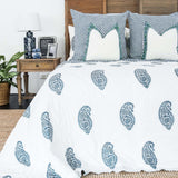 NNEDSZ Kolka Indigo Quilted Euro Cushion Cover Sham Pillow Case Decorative - Blue