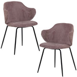 NNEDSZ Set of 2 Dining Chairs with Corduroy Cord Fabric in Pink