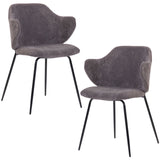 NNEDSZ Set of 2 Dining Chairs with Corduroy Cord Fabric in Dark Grey Lincoln