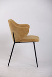 NNEDSZ Set of 2 Dining Chairs Corduroy Cord Fabric with Metal Legs in Mustard Yellow