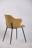NNEDSZ Set of 2 Dining Chairs Corduroy Cord Fabric with Metal Legs in Mustard Yellow