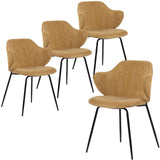 NNEDSZ Set of 4 Dining Chairs Corduroy Cord Fabric with Metal Legs in Mustard Yellow