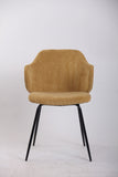 NNEDSZ Set of 4 Dining Chairs Corduroy Cord Fabric with Metal Legs in Mustard Yellow