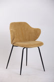 NNEDSZ Set of 4 Dining Chairs Corduroy Cord Fabric with Metal Legs in Mustard Yellow