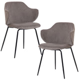 NNEDSZ Set of 2 Dining Chairs with Corduroy Cord Fabric in Grey