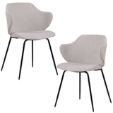NNEDSZ Set of 2 Dining Chairs Fabric with Metal Legs in Ivory Beige