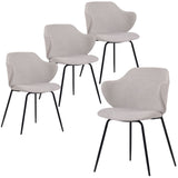 NNEDSZ Set of 2 Dining Chairs Fabric with Metal Legs in Ivory Beige