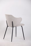 NNEDSZ Set of 2 Dining Chairs Fabric with Metal Legs in Ivory Beige