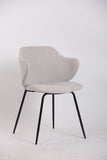 NNEDSZ Set of 2 Dining Chairs Fabric with Metal Legs in Ivory Beige