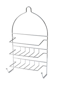 NNEDSZ 2-Tier Shower Caddy Bath Rack Chrome Hanging Hook Basket 25 x 10 x 43cm - Silver