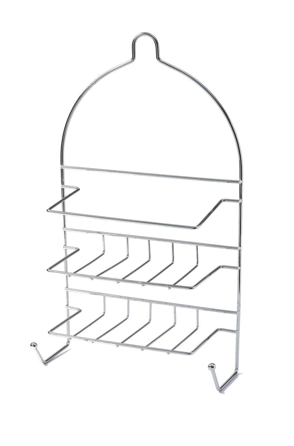 NNEDSZ 2-Tier Shower Caddy Bath Rack Chrome Hanging Hook Basket 25 x 10 x 43cm - Silver