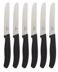 NNEDSZ 6x Victorinox Standard Wavy Edge Steak and Tomato Knife - Black