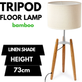 NNEDSZ 73cm Bamboo Tripod Table Lamp Light Modern Vintage w Beige Linen Shade