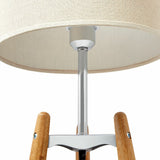 NNEDSZ 73cm Bamboo Tripod Table Lamp Light Modern Vintage w Beige Linen Shade