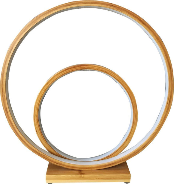NNEDSZ Natural Double Circle Bamboo LED Table Lamp Modern Scandi Minimal