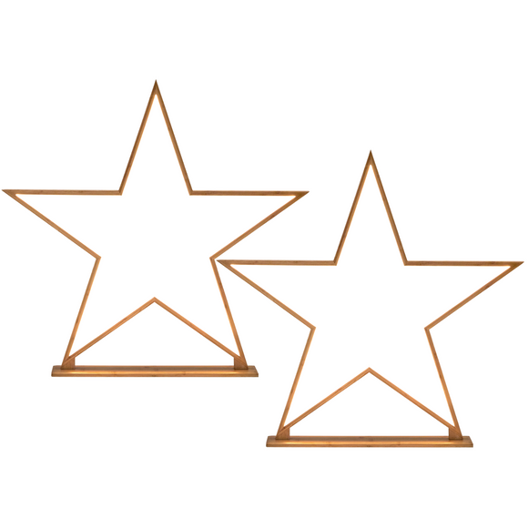 NNEDSZ 2x Large Bamboo Star w/ LED Strip Table Lamp Light Modern Minimalist Decor - Natural