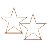 NNEDSZ 2x Large Bamboo Star w/ LED Strip Table Lamp Light Modern Minimalist Decor - Natural