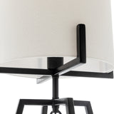 NNEDSZ Modern Dimmable Floor Lamp + Table Desk Lamp w/ Linen Shade Scandi - Matte Black