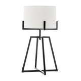 NNEDSZ Modern Scandi Metal Dimmable Table Desk Lamp w/ Linen Shade - Matte Black