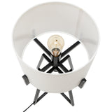 NNEDSZ Modern Scandi Metal Dimmable Table Desk Lamp w/ Linen Shade - Matte Black
