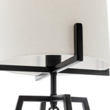 NNEDSZ Modern Scandi Metal Dimmable Table Desk Lamp w/ Linen Shade - Matte Black
