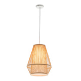 NNEDSZ Natural Woven Bamboo Empire Pendant Lamp Hanging Light Bell Shade Boho Tropical