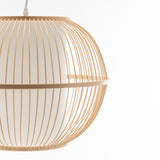 NNEDSZ Natural Woven Bamboo Sphere Pendant Lamp Hanging Light Bell Shade Boho Tropical