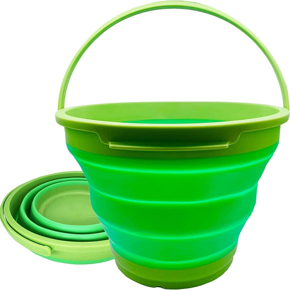 NNEDSZ 7 Litre Foldable Collapsible Silicone Bucket for Home/Hiking/Camping/Fishing - Green