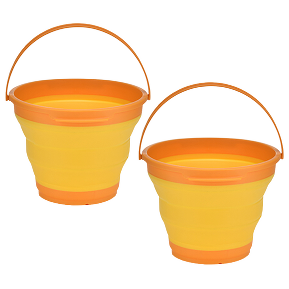 NNEDSZ 2x 7L Foldable Collapsible Silicone Bucket for Hiking/Camping/Fishing - Orange