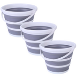 NNEDSZ 3x 10L Foldable Collapsible Bucket Silicone Hiking/Camping/Fishing - Grey/White