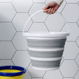 NNEDSZ 3x 10L Foldable Collapsible Bucket Silicone Hiking/Camping/Fishing - Grey/White
