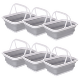 NNEDSZ 6x 9L Collapsible Laundry Folding Basket Wash Clothes w Handles Bin - Grey/White