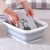 NNEDSZ 6x 9L Collapsible Laundry Folding Basket Wash Clothes w Handles Bin - Grey/White
