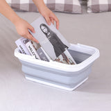 NNEDSZ 6x 9L Collapsible Laundry Folding Basket Wash Clothes w Handles Bin - Grey/White